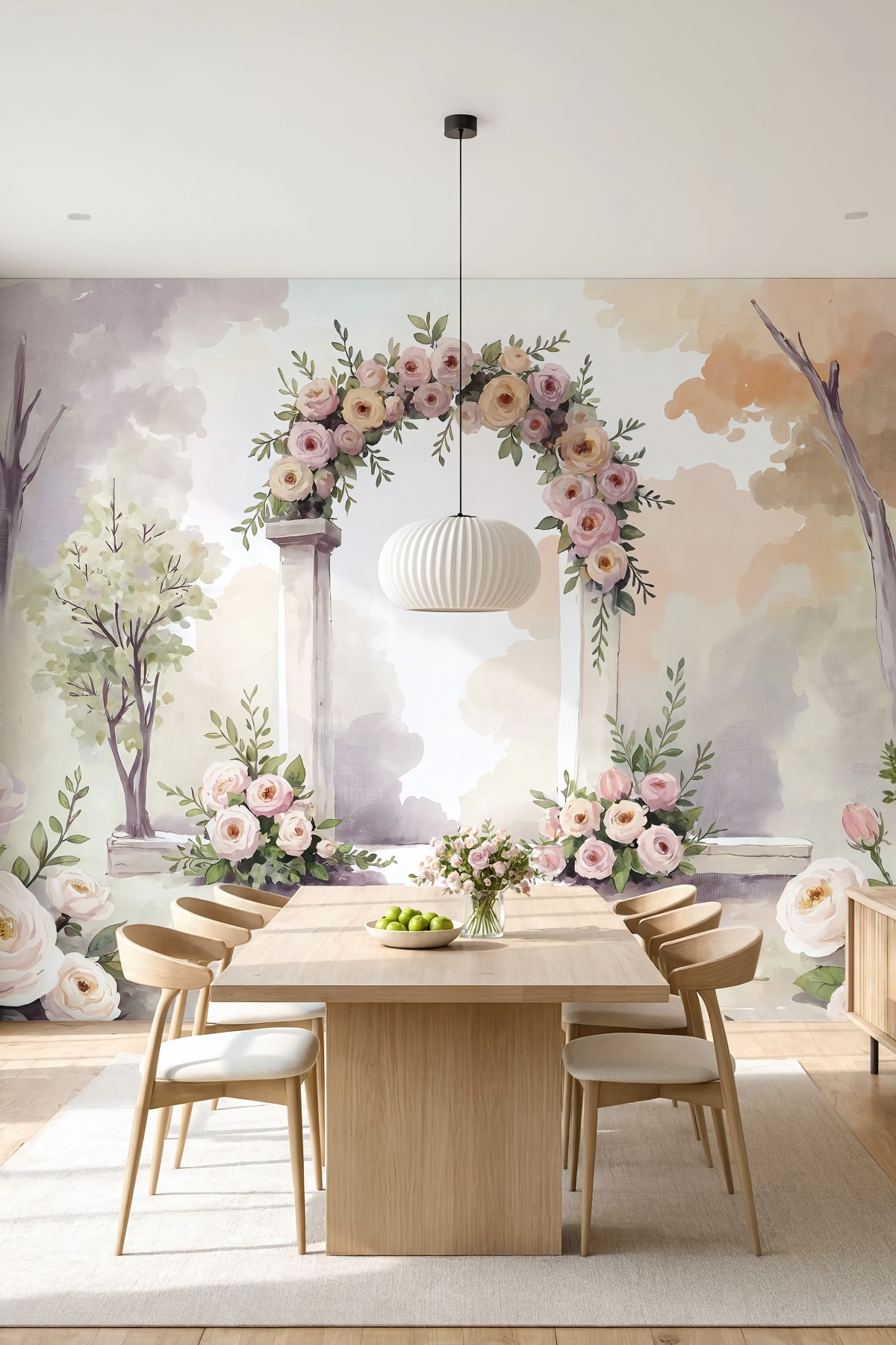 Dreamwall Bahçenin Unutulmuş Kapısı- Gül Sarmaşıklı Sütun Desenli Tek Parça Tekstil Duvar Kağıdı görsel 1
