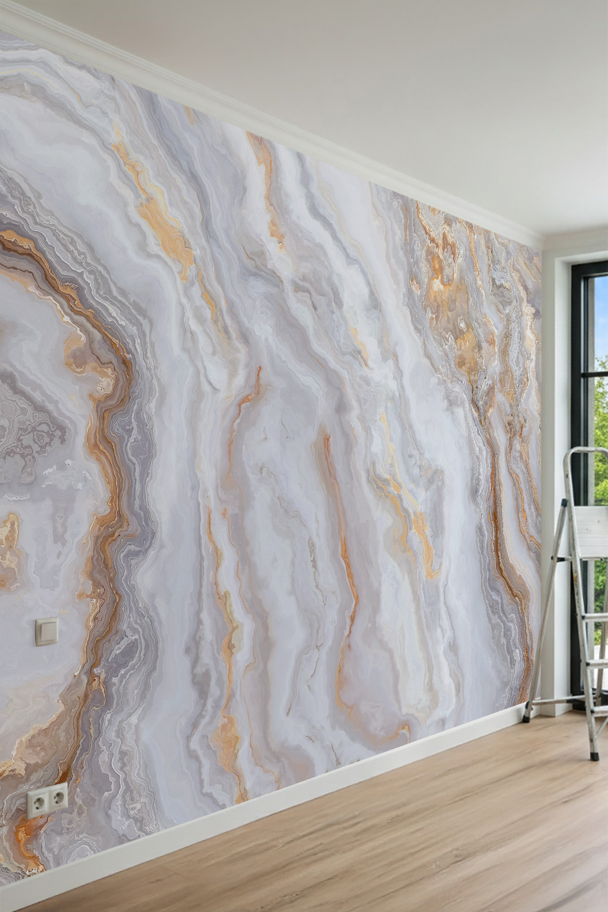 Dreamwall Dalgalı Geçişli Mermer Dokulu Lüks Tek Parça Tekstil Duvar Kağıdı görsel 1