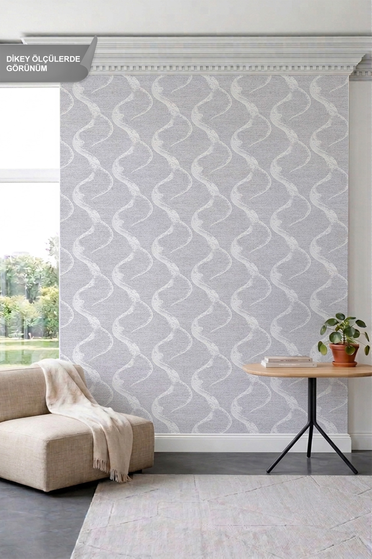 Dreamwall Dalgalı ve Kıvrımlı Çizgi Motifli Tek Parça Tekstil Duvar Kağıdı görsel 1