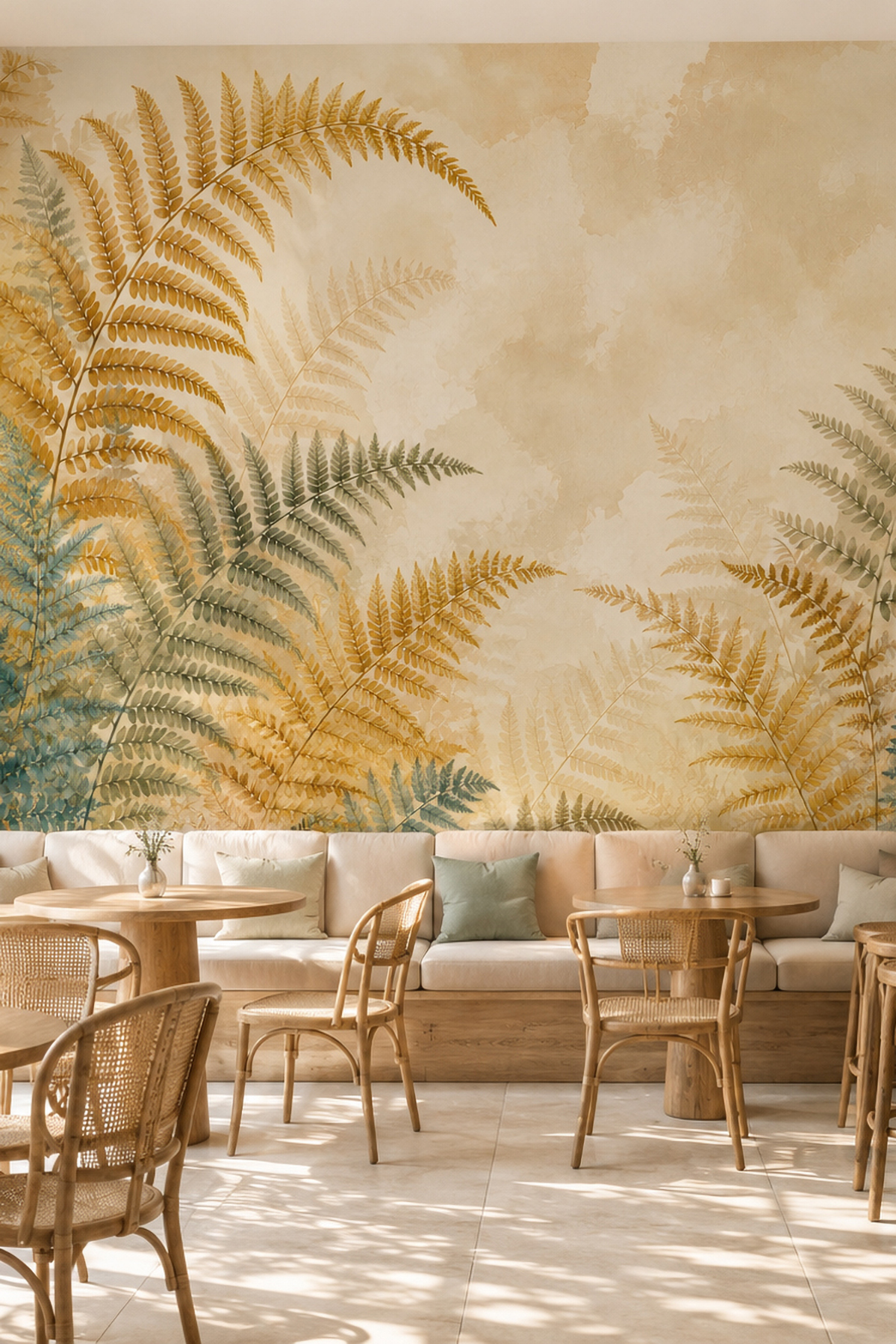 Dreamwall Eğrelti Fısıltısı Temalı Tek Parça Tekstil Duvar Kağıdı görsel 1