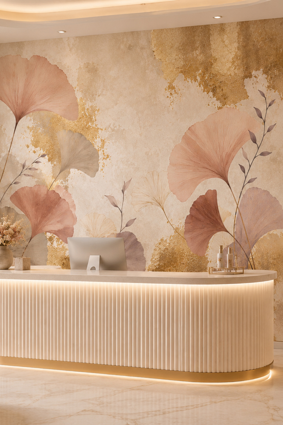 Dreamwall Ginkgo Zarafeti Temalı Tek Parça Tekstil Duvar Kağıdı görsel 1