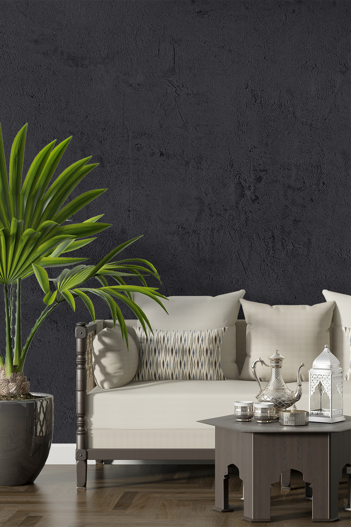 Dreamwall Hafif Pürüzlü Sıva ve Beton Doku Görünümlü Modern Tek Parça Tekstil Duvar Kağıdı görsel 1