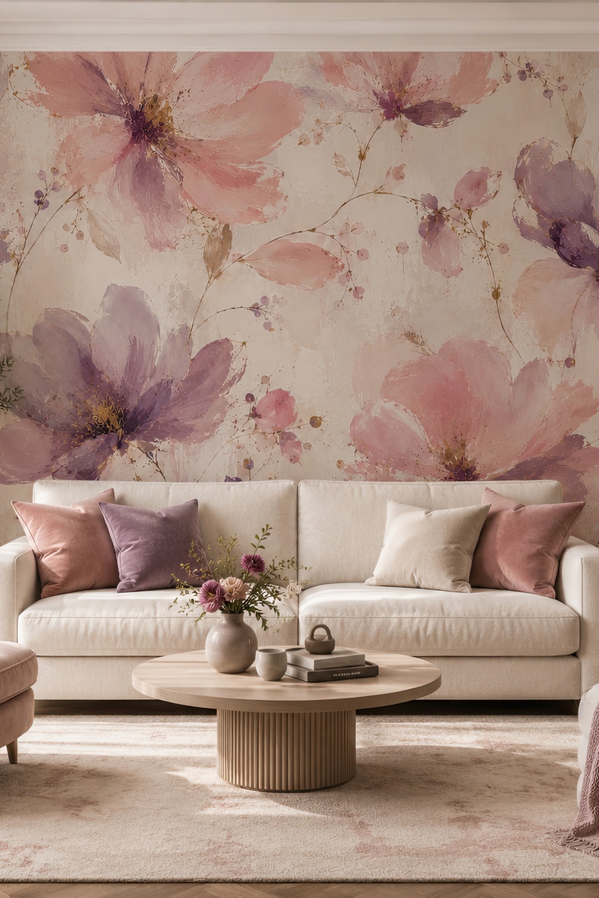 Dreamwall İlk Tomurcuk- Sanatsal Çiçek Desenli Tek Parça Tekstil Duvar Kağıdı görsel 1