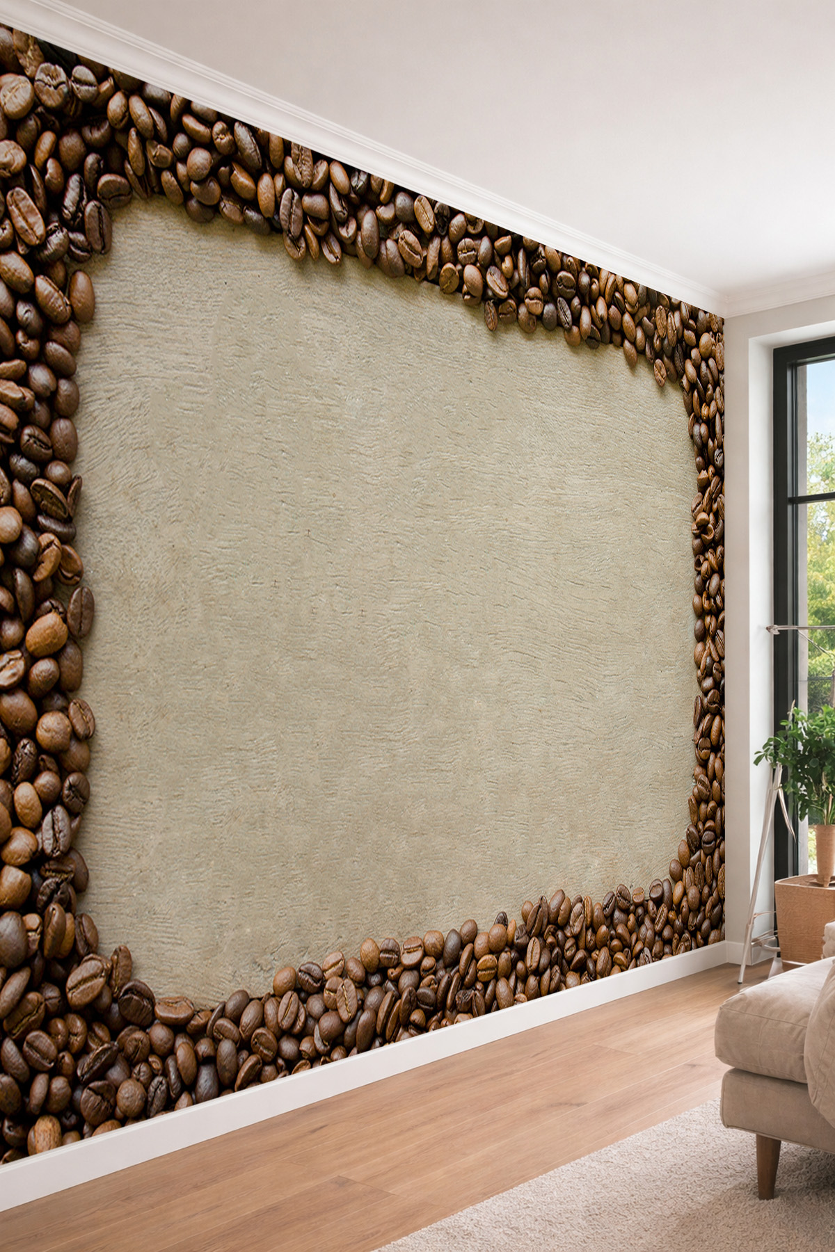 Dreamwall Kahve Çekirdeği Çerçeve Desenli Tekstil Duvar Kağıdı görsel 1