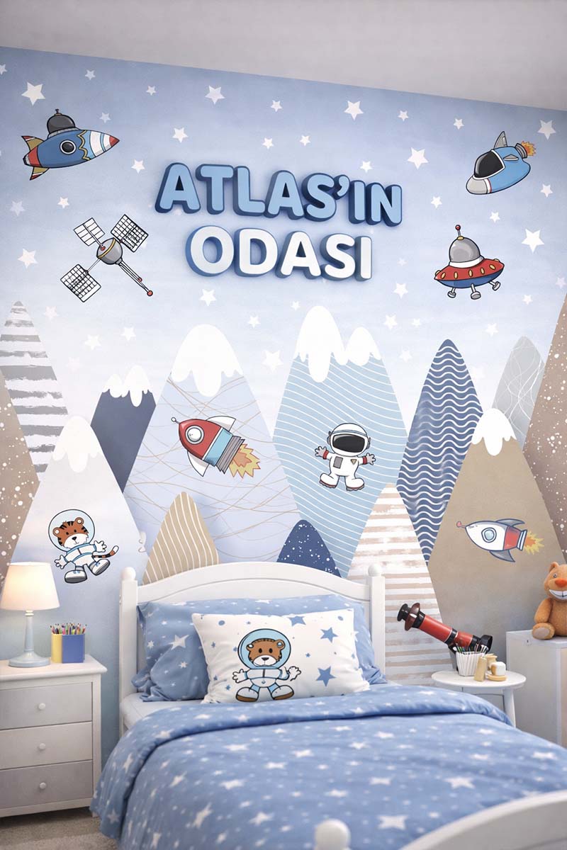 Dreamwall Kişiye Özel Çocuk & Bebek Odası Duvar Kağıdı – İsimli Fotoğraflı Tasarım görsel 1