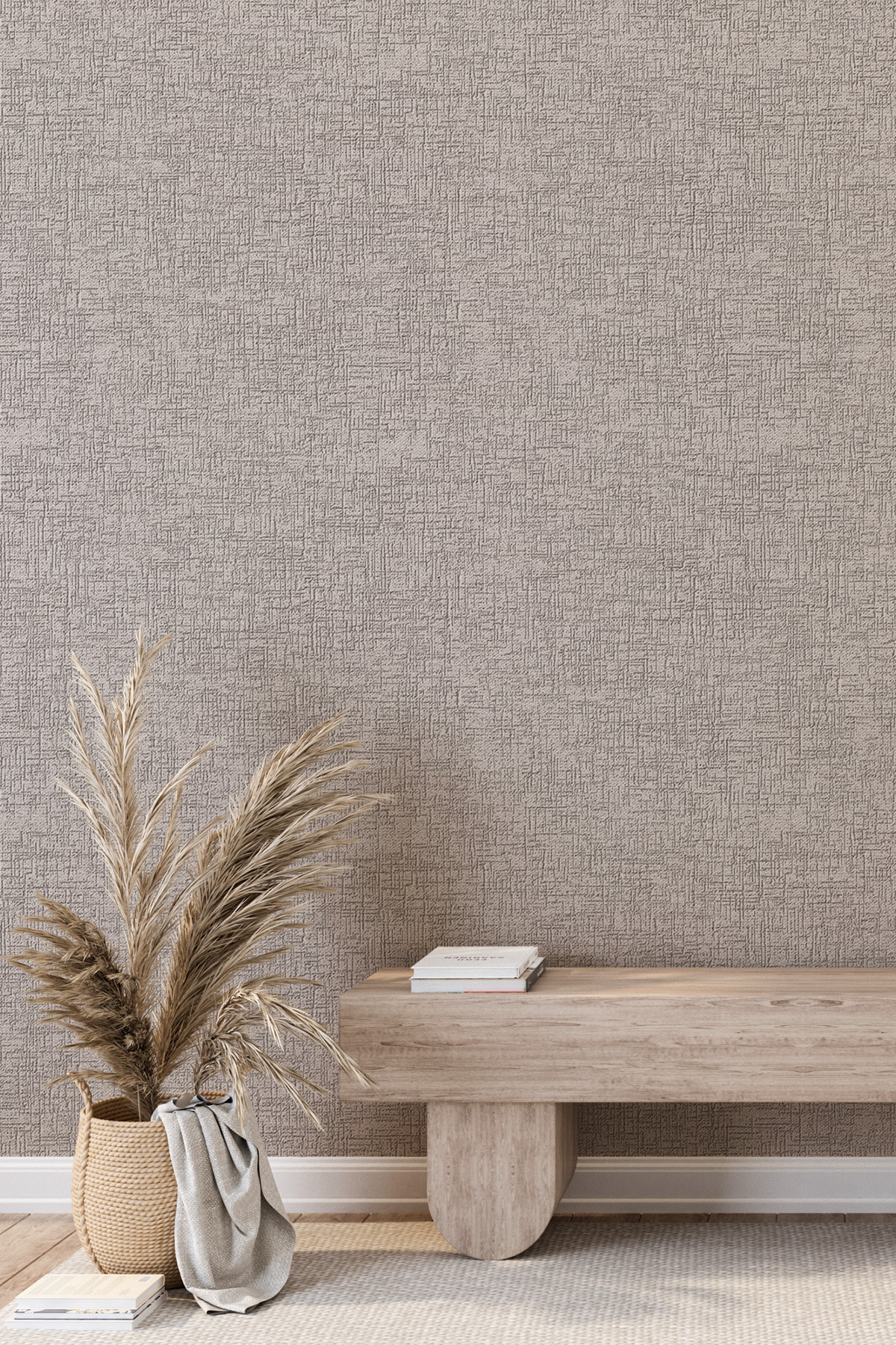 Dreamwall Kumaş Dokulu, Dokuma Efektli ve Modern Motifli Monokrom Tek Parça Tekstil Duvar Kağıdı görsel 1