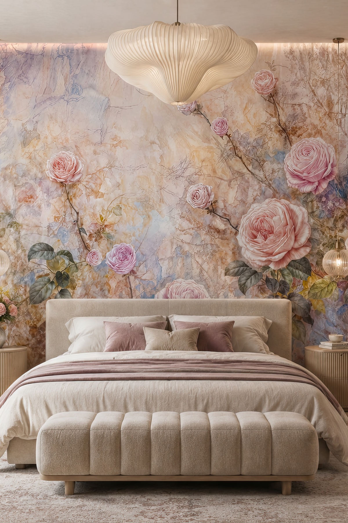 Dreamwall Solmayan Güller Tek Parça Tekstil Duvar Kağıdı görsel 1