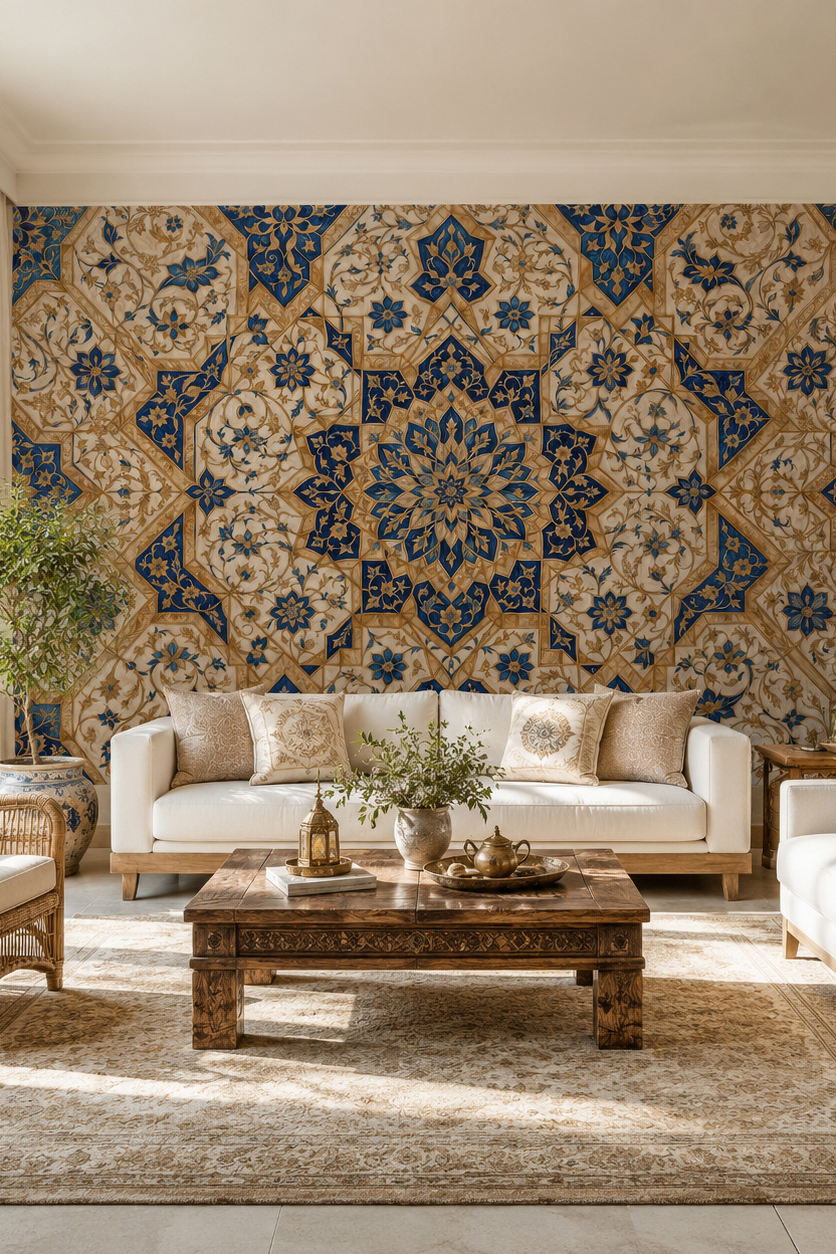 Dreamwall Sultanın Bahçesi Çini Temalı Tek Parça Tekstil Duvar Kağıdı görsel 1