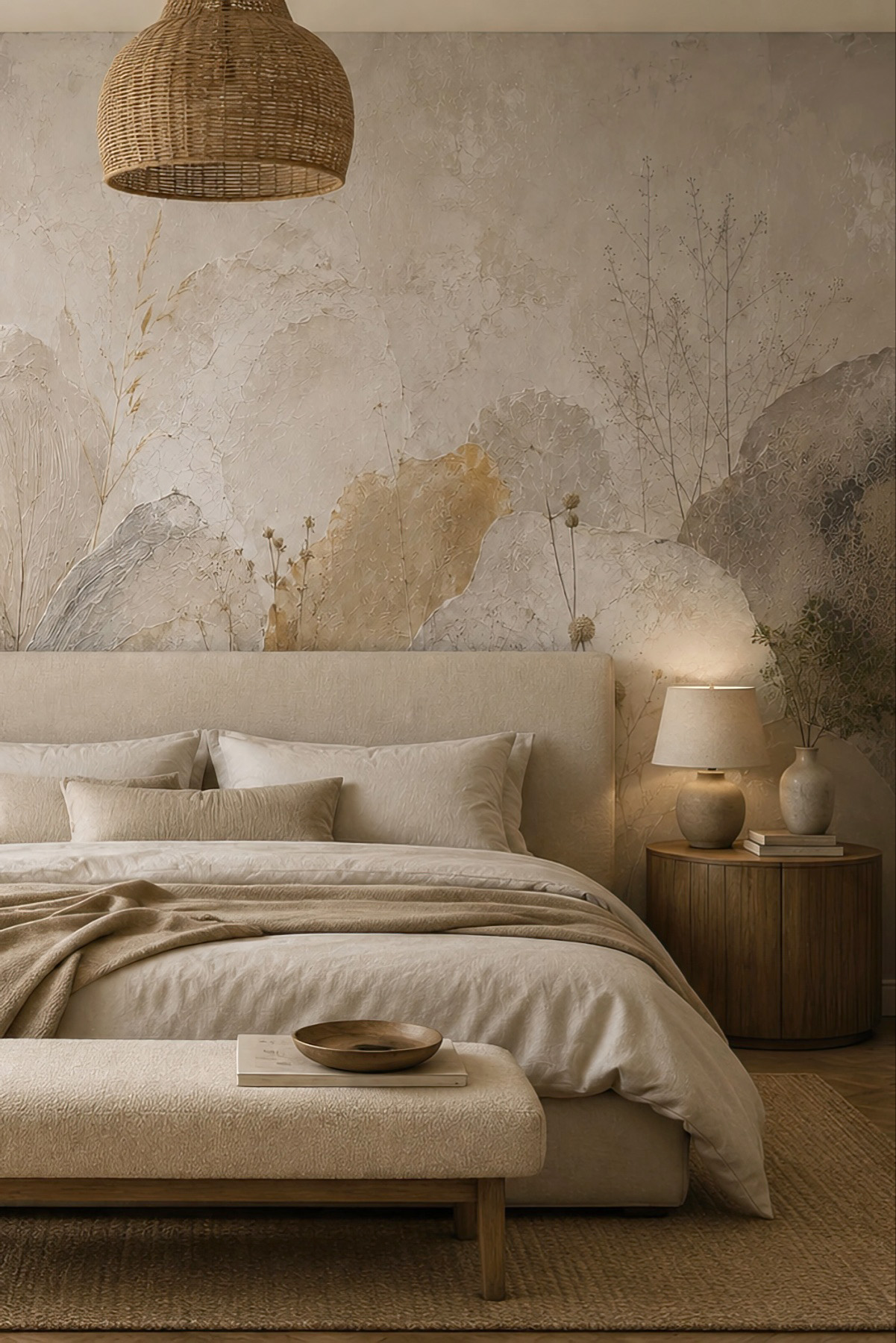 Dreamwall Taşın Hafızası Fırça Darbesi Desenli Tek Parça Tekstil Duvar Kağıdı görsel 1