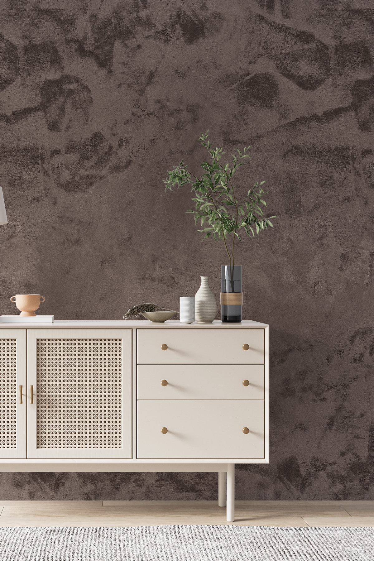 Dreamwall Toprak İtalyan Sıvası, Eskitme Mermer Efektli ve Dokulu  Tek Parça Tekstil Duvar Kağıdı görsel 1