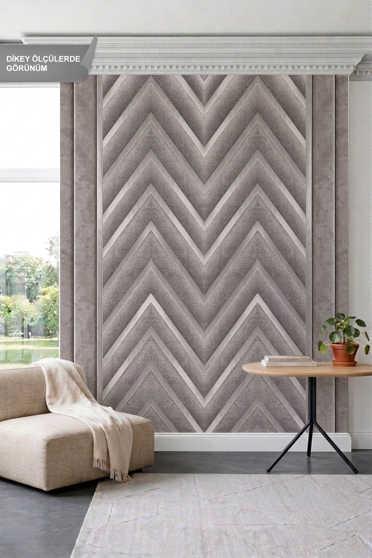 Dreamwall Zikzak Chevron Desenli, Dikey Çıta Motifli Tek Parça Tekstil Duvar Kağıdı görsel 1