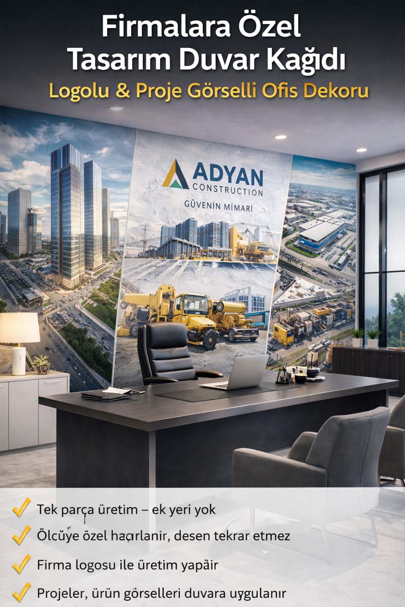Firmalara Özel Logolu Ofis Duvar Kağıdı Tasarımı | Logo ve Proje Uygulaması görsel 1